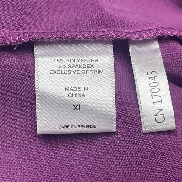 New York & Company Purple Lilac Mesh Flutter Sleeve Top N0472 - Picture 7 of 8